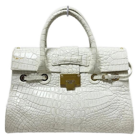 Auth JIMMY CHOO Rosalie - White Leather Handbag - Picture 2 of 11